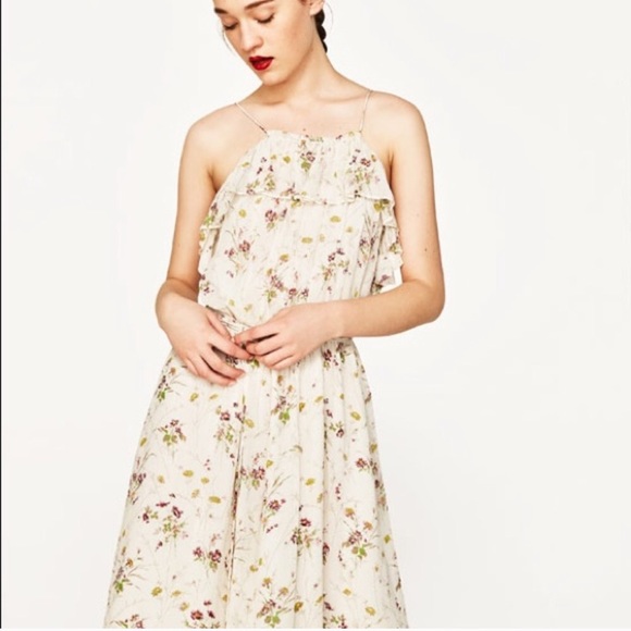 Zara Stunning Sequin Floral Ruffle Flounce Dress - Picture 4 of 7